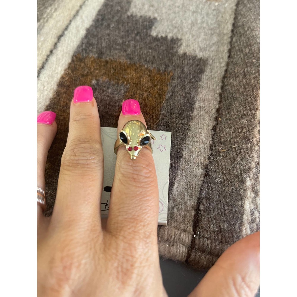 🌸 Gold Mouse with Tail‎ Ring Costume Jewelry
